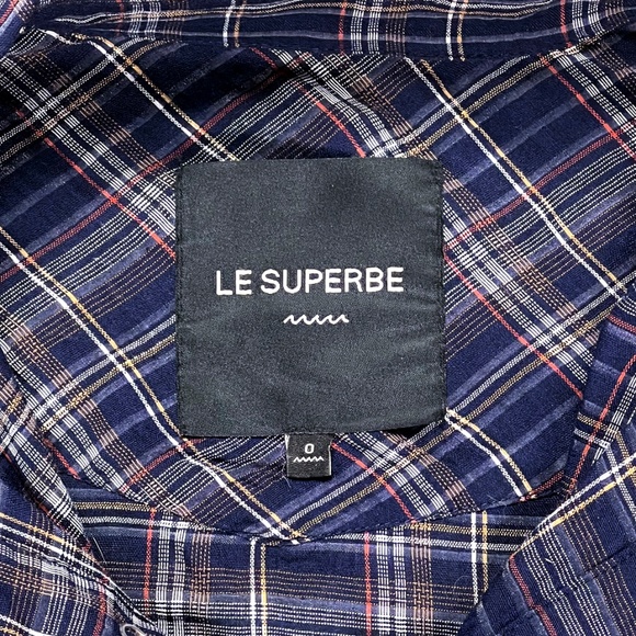 Le Superbe Superstoned Cowboy Shirt Midnight Plaid Pearl Snap Size 0 - Picture 9 of 14